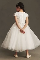 Princess Daliana Floral Appliqué Flower Girl Dress