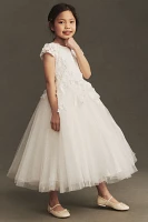 Princess Daliana Floral Appliqué Flower Girl Dress