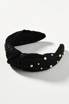 Everly Pleated Pearl Knot Headband