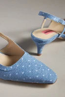 Custommade Anita Dotted Denim Slingback Heels