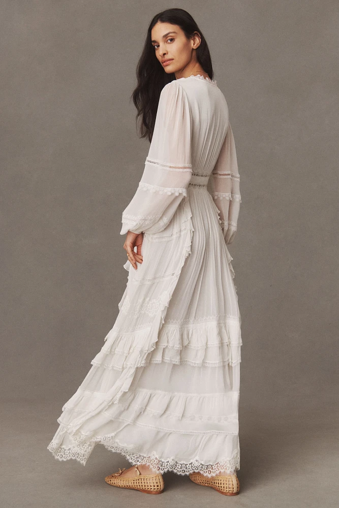 Rococo Sand Mia Long-Sleeve Ruffled Maxi Dress