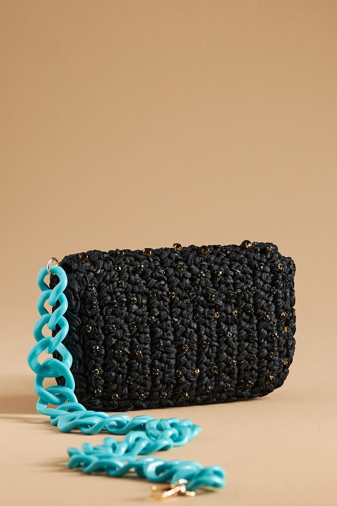 The Fiona Shoulder Bag: Embellished Raffia Chain Edition