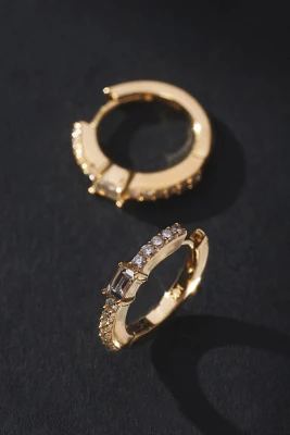 Diamond Baguette Pavé Huggie Hoop Earrings