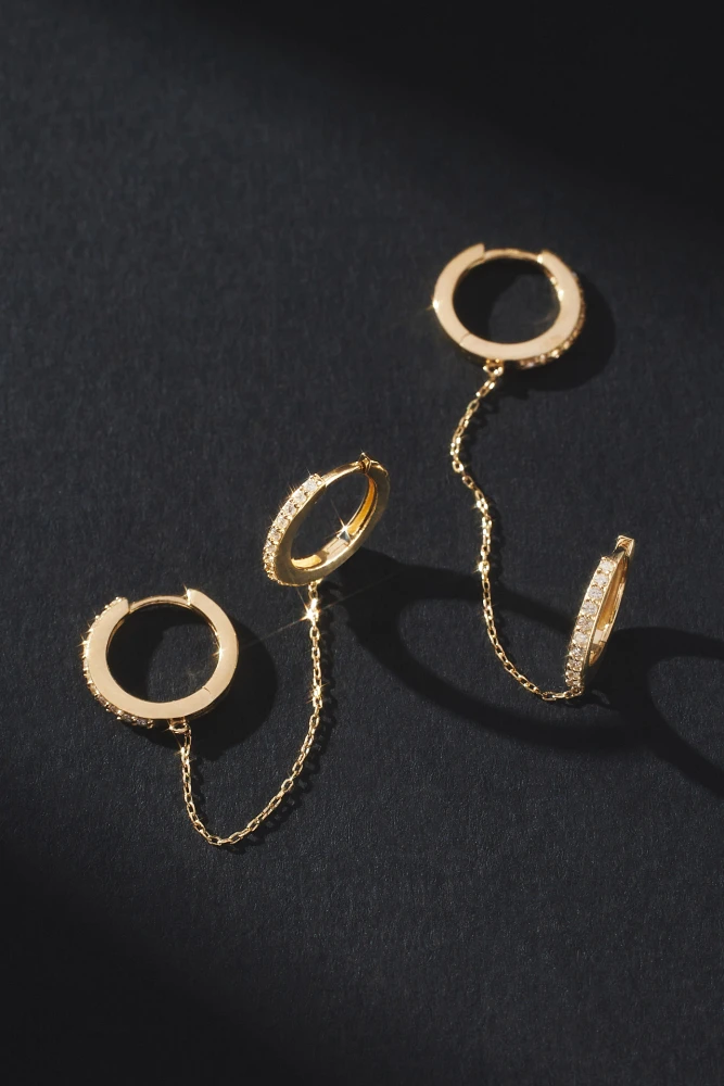 Pavé Double Huggie Hoop Earrings