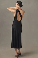 BHLDN Nicoletta One-Shoulder Scarf Satin Midi Dress