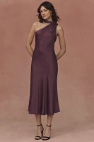 BHLDN Nicoletta One-Shoulder Scarf Satin Midi Dress