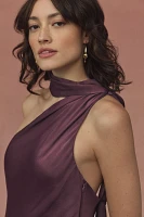 BHLDN Nicoletta One-Shoulder Scarf Satin Midi Dress