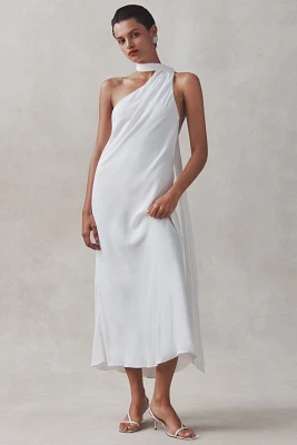 BHLDN One-Shoulder Removable Scarf Midi Dress