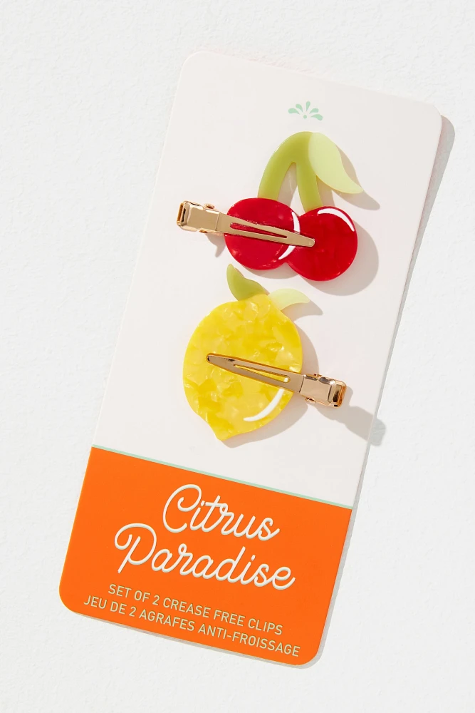 Citrus Paradise Crease-Free Hair Clips, Set of 2