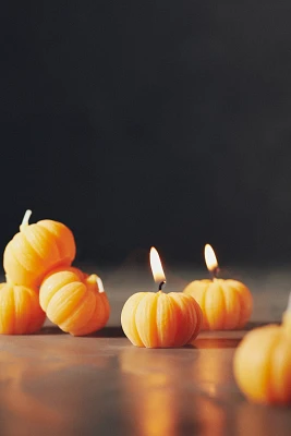 Pumpkin Shaped Wax Candles, Set of 6