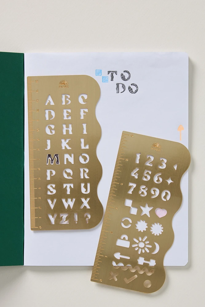 Papier Alphabet and Number Stencil and Ruler Set