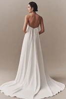 Besa Rowen Strapless Plunging Trapeze Wedding Gown