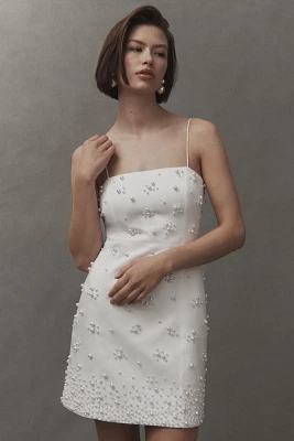 BHLDN Straight-Neck Pearl Mini Dress