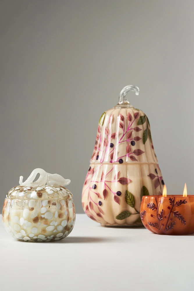 Cheena White Birch & Pumpkin Glass Pumpkin Candle