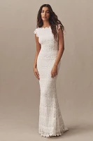 Daughters of Simone Lilah Cap-Sleeve Crochet Lace Wedding Gown