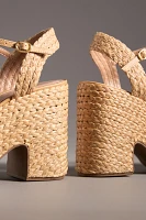 Vicenza Cross-Strap Raffia Platform Sandals