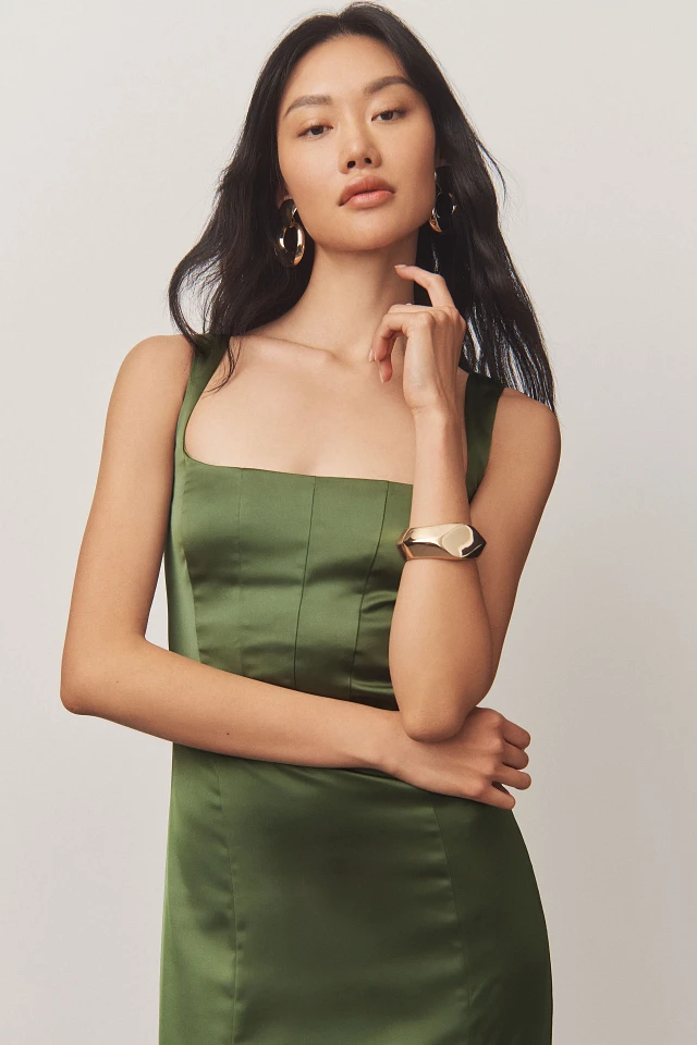 bhldn elliana sleeveless corset satin midi dress BHLDN Elliana Sleeveless Corset Satin Midi Dress at MarketFair Shoppes in  Princeton, NJ