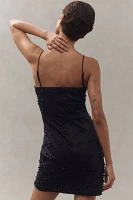 BHLDN Emerson Straight-Neck Pearl-Embellished Mini Dress