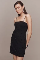 BHLDN Emerson Straight-Neck Pearl-Embellished Mini Dress