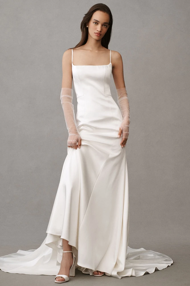 Jenny by Yoo Ronnie Fitted Stretch Satin Wedding Gown