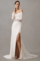 Jenny by Yoo Dove Long-Sleeve Off-The-Shoulder Lace Wedding Gown