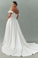 Jenny Yoo Kennedy Off-The-Shoulder A-Line Satin Wedding Gown