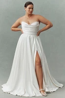 Jenny Yoo Kennedy Off-The-Shoulder A-Line Satin Wedding Gown