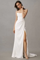 Jenny by Yoo Libby Off-The-Shoulder Draped Crepe Wedding Gown