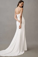 Jenny by Yoo Libby Sleeveless Draped Crepe Wedding Gown