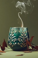 Stella Etched Woody Leather & Leaves Glass Candle