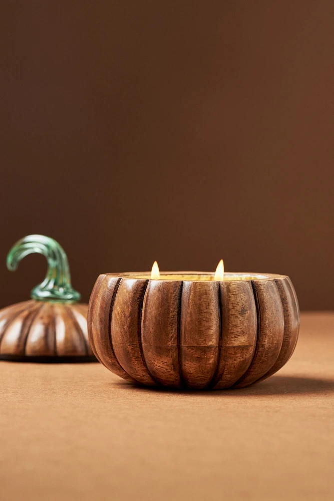 Wooden Gourmand Bourbon & Pumpkin Candle