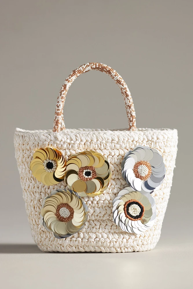 Floral Paillette Mini Tote