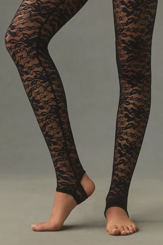 By Anthropologie Lace Stirrup Tights