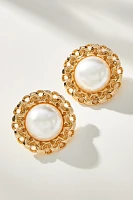 Pearl Button Post Earrings