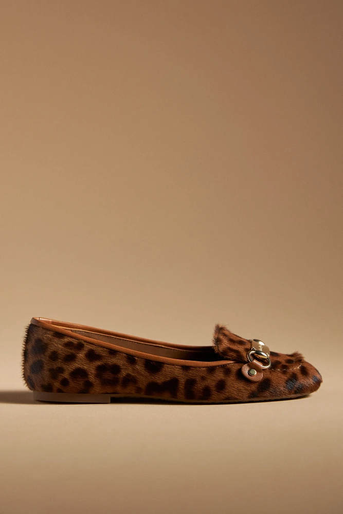 See By Chloé Leopard Logo-Chain Ballerina Loafers