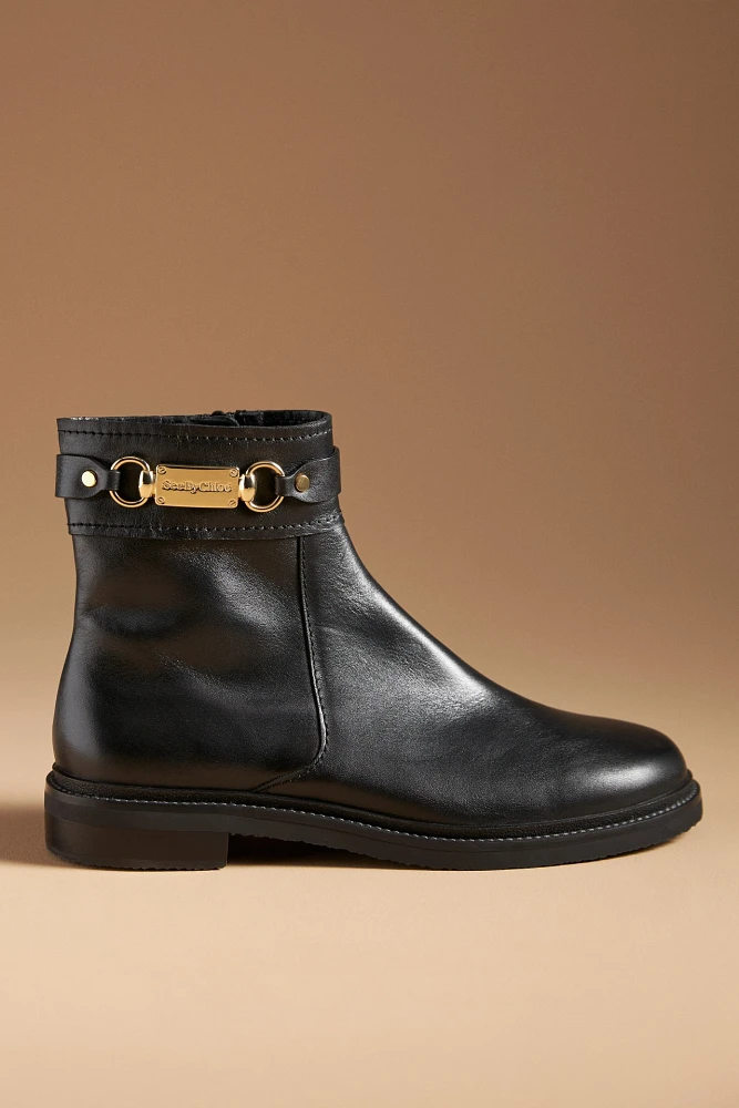 See By Chloé Signature Leather Ankle Boots