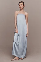 Shona Joy La Lune Strapless Column Satin Maxi Dress