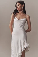 BHLDN Cowl-Neck Asymmetrical Flounce-Hem Dress