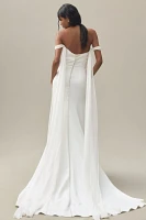 Jenny Yoo Francesca Off-The-Shoulder Fit & Flare Crepe Wedding Gown