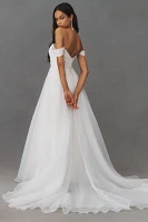 Jenny Yoo Bronte Off-The-Shoulder Organza A-Line Wedding Gown