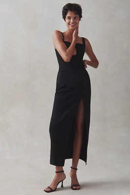 MISHA Franka Sleeveless Side-Slit Bonded Crepe Maxi Dress