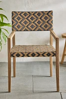 Havana Wicker + Teak Dining Chair, Black + Natural Diamond