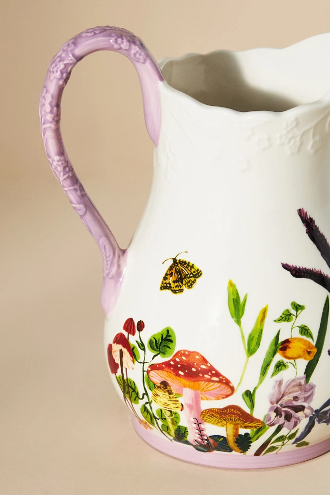 Nathalie Lete Marais Handpainted Stoneware Pitcher 