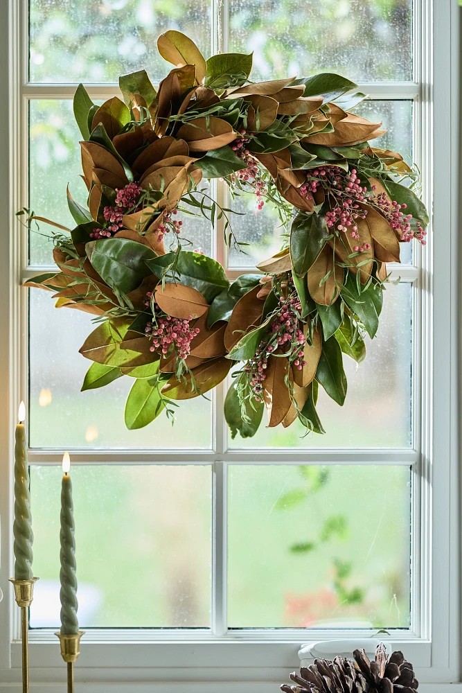 Fresh Magnolia + Pepperberry Wreath