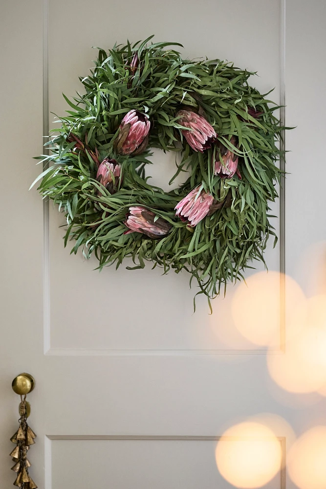 Fresh Willow Eucalyptus + Protea Wreath