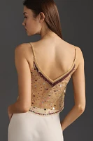 By Anthropologie Embroidered Sequin Cropped Cami