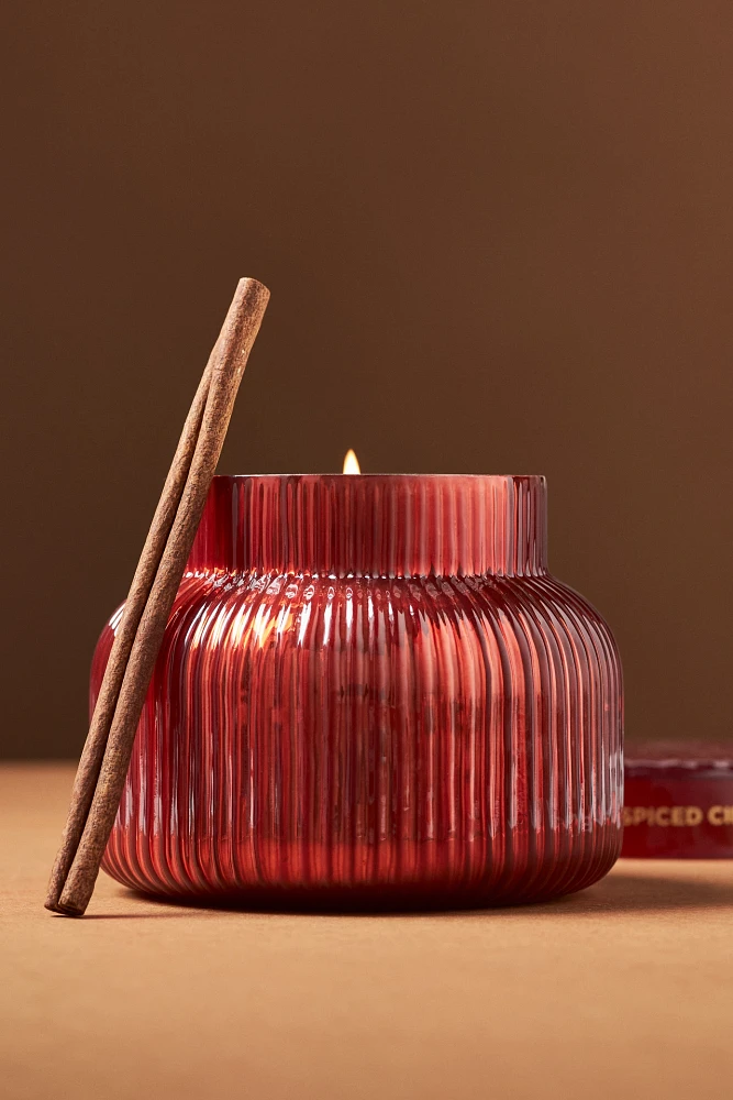 Capri Blue Spiced Cider Red Ribbed Jar Candle