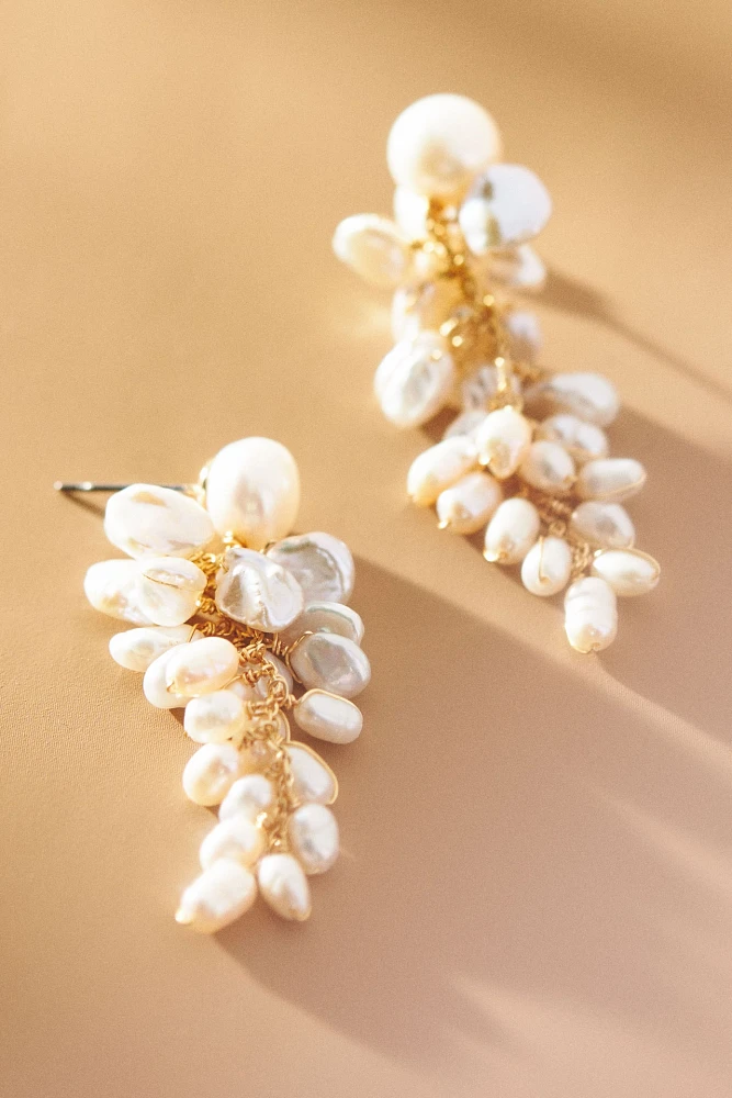 Freshwater Pearl Cluster Drop Earrings