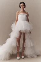 Morphine Fashion Lola Strapless Tulle Tiered High-Low Wedding Gown