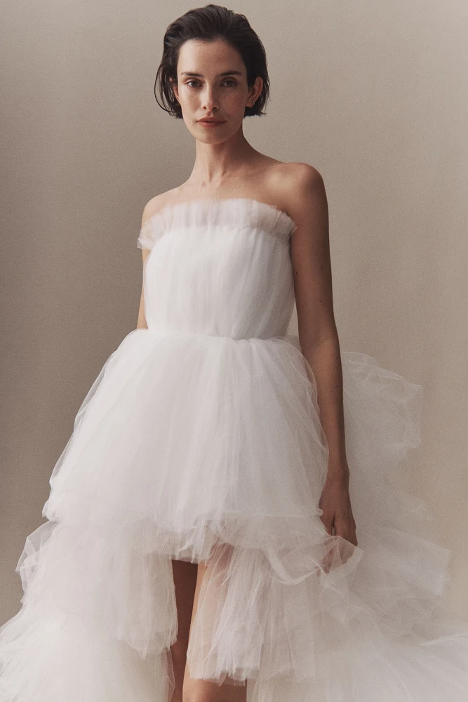 Morphine Fashion Lola Strapless Tulle Tiered High-Low Wedding Gown